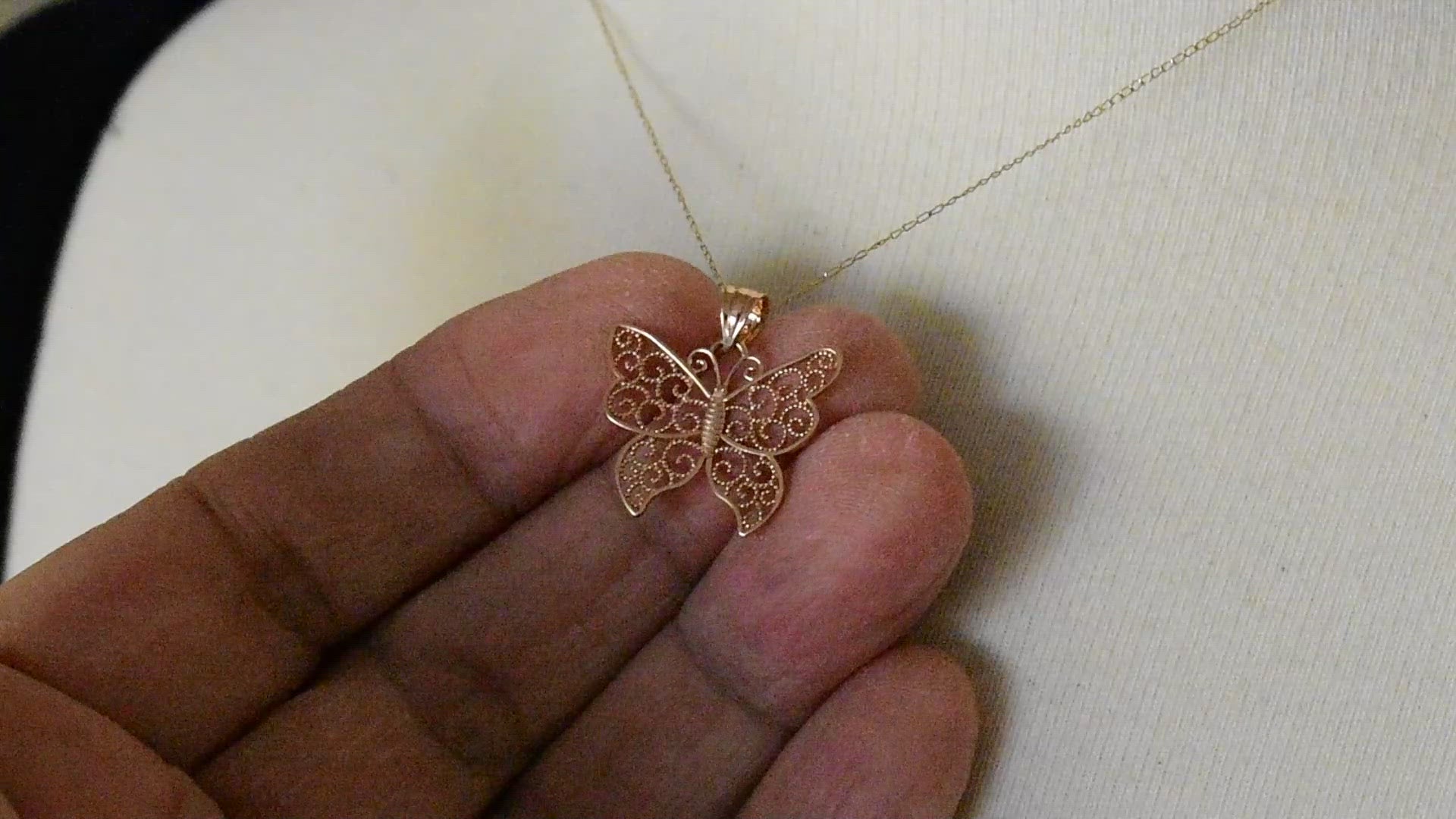 14k Rose Gold Butterfly Pendant Charm