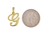 Load image into Gallery viewer, 10K Yellow Gold Script Initial Letter G Cursive Alphabet Pendant Charm
