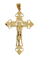 Afbeelding in Gallery-weergave laden, 14k Yellow Gold Cross Crucifix Extra Large Pendant Charm
