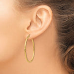 Φόρτωση εικόνας στο εργαλείο προβολής Συλλογής, 14K Yellow Gold Diamond Cut Round Hoop Textured Earrings 45mm x 2mm
