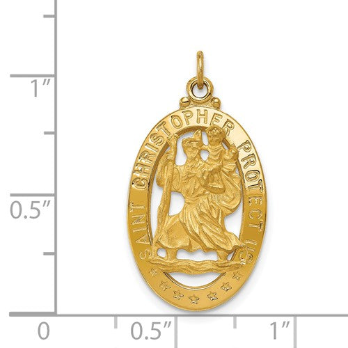 14k Yellow Gold Saint Christopher Medal Pendant Charm