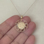 Load and play video in Gallery viewer, 14k Yellow Gold Sun Moon Stars Celestial Pendant Charm

