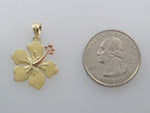 Load image into Gallery viewer, 14k Gold Two Tone Hibiscus Flower Pendant Charm
