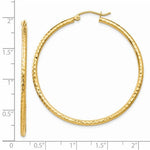 画像をギャラリービューアに読み込む, 14K Yellow Gold Diamond Cut Round Hoop Textured Earrings 45mm x 2mm
