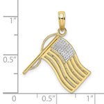 Load image into Gallery viewer, 10K Yellow Gold and Rhodium United States USA American Flag Pendant Charm
