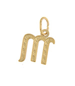 Φόρτωση εικόνας στο εργαλείο προβολής Συλλογής, 14K Yellow Gold Lowercase Initial Letter M Script Cursive Alphabet Pendant Charm
