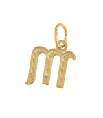 Lataa kuva Galleria-katseluun, 10K Yellow Gold Lowercase Initial Letter M Script Cursive Alphabet Pendant Charm
