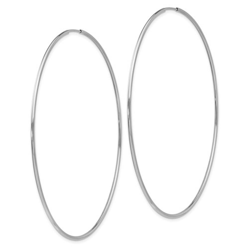 14K White Gold 70mmx1.20mm Extra Large Round Endless Hoop Earrings