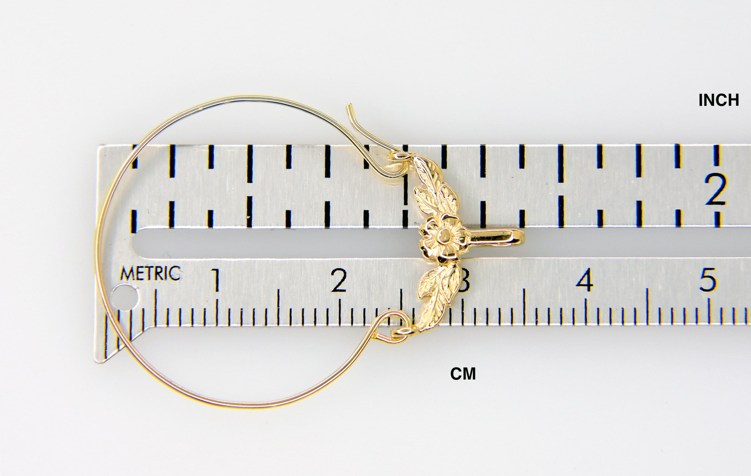 14K Yellow Gold Flower Floral Design Charm Holder Pendant