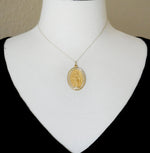 Carregar imagem no visualizador da galeria, 14k Yellow Gold Blessed Virgin Mary Miraculous Medal Oval Large Pendant Charm
