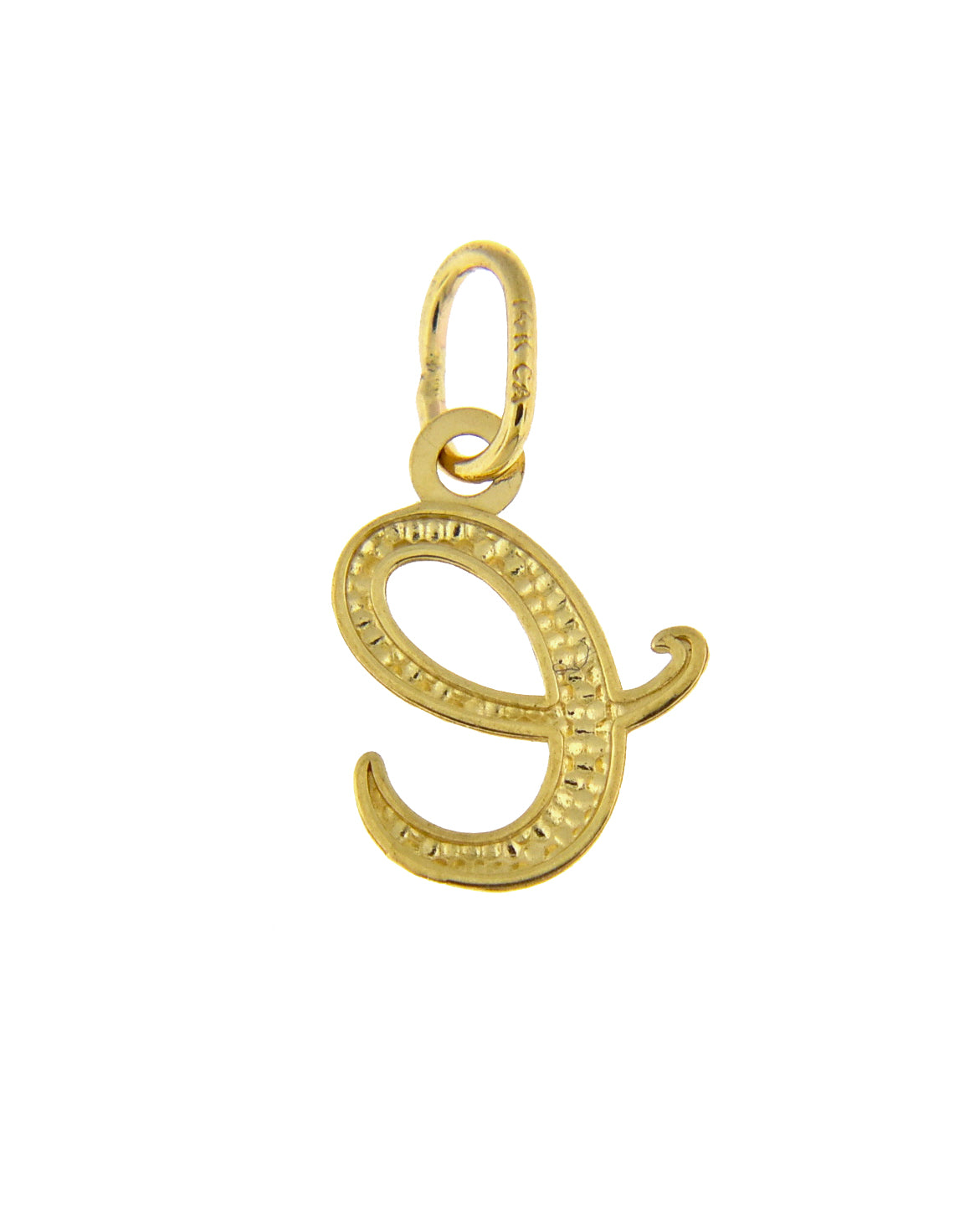 14K Yellow Gold Lowercase Initial Letter E Script Cursive Alphabet Pendant Charm