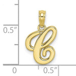 Carica l&#39;immagine nel visualizzatore di Gallery, 14K Yellow Gold Script Initial Letter C Cursive Alphabet Pendant Charm
