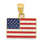 Carica l&#39;immagine nel visualizzatore di Gallery, 14k Yellow Gold with Enamel USA American Flag Pendant Charm
