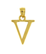 Charger l&#39;image dans la galerie, 14K Yellow Gold Uppercase Initial Letter V Block Alphabet Large Pendant Charm
