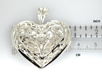 Lataa kuva Galleria-katseluun, Sterling Silver Puffy Filigree Heart 3D Large Pendant Charm
