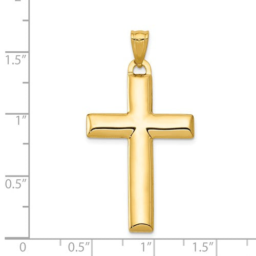 14k Yellow Gold with Rhodium Two Tone Reversible Cross Pendant Charm
