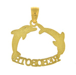 Cargar imagen en el visor de la galería, 14k Yellow Gold Rehoboth DE Dolphins Pendant Charm
