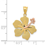 Kép betöltése a galériamegjelenítőbe: 14k Gold Two Tone Hibiscus Flower Pendant Charm
