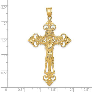 14k Yellow Gold Cross Crucifix Extra Large Pendant Charm