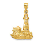 Ladda upp bild till gallerivisning, 14k Yellow Gold Lighthouse Open Back Pendant Charm
