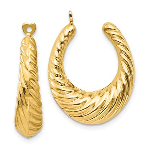 14k Yellow Gold Twisted Hoop Hollow Earring Jackets