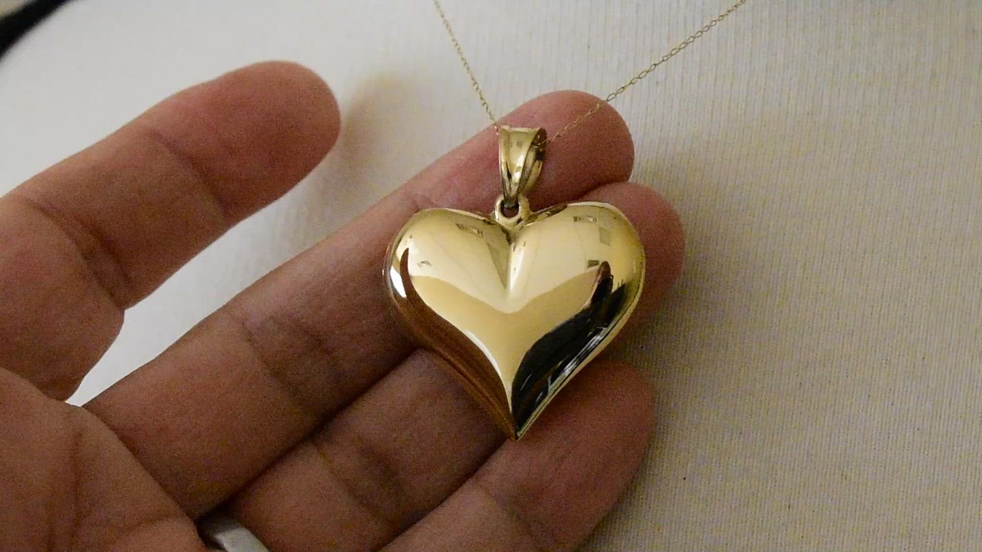 14k Yellow Gold Large Puffed Heart Hollow 3D Pendant Charm