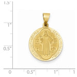Lataa kuva Galleria-katseluun, 14k Yellow Gold Saint Benedict Round Medal Hollow Pendant Charm

