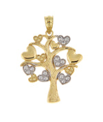 Indlæs billede til gallerivisning 14k Yellow Gold and Rhodium Tree of Life Hearts Pendant Charm
