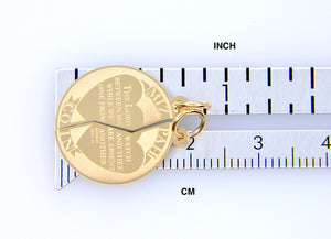 14k Yellow Gold Mizpah Coin 2 Piece Break Apart Pendant Charm