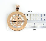 Cargar imagen en el visor de la galería, 14k Rose Gold Nautical Compass Medallion Pendant Charm
