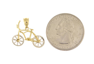 14k Gold Two Tone Bicycle Moveable Pendant Charm