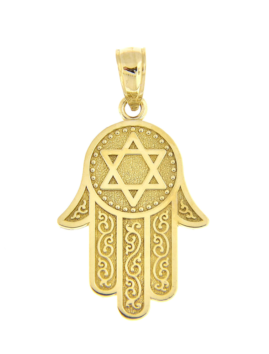14k yellow gold hamsa chamseh star of david pendant charm