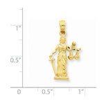 Załaduj obraz do przeglądarki galerii, 14k Yellow Gold Lady Justice Moveable Scales 3D Pendant Charm
