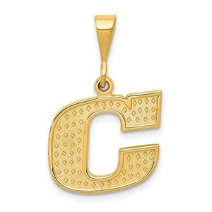 14K Yellow Gold Uppercase Initial Letter C Block Alphabet Pendant Charm