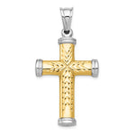Lataa kuva Galleria-katseluun, 14k Gold Rhodium Two Tone Reversible Cross Large Pendant Charm
