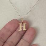 Load and play video in Gallery viewer, 14K Yellow Gold Uppercase Initial Letter H Block Alphabet Pendant Charm
