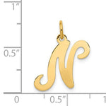 Afbeelding in Gallery-weergave laden, 14K Yellow Gold Initial Letter N Cursive Script Alphabet Pendant Charm
