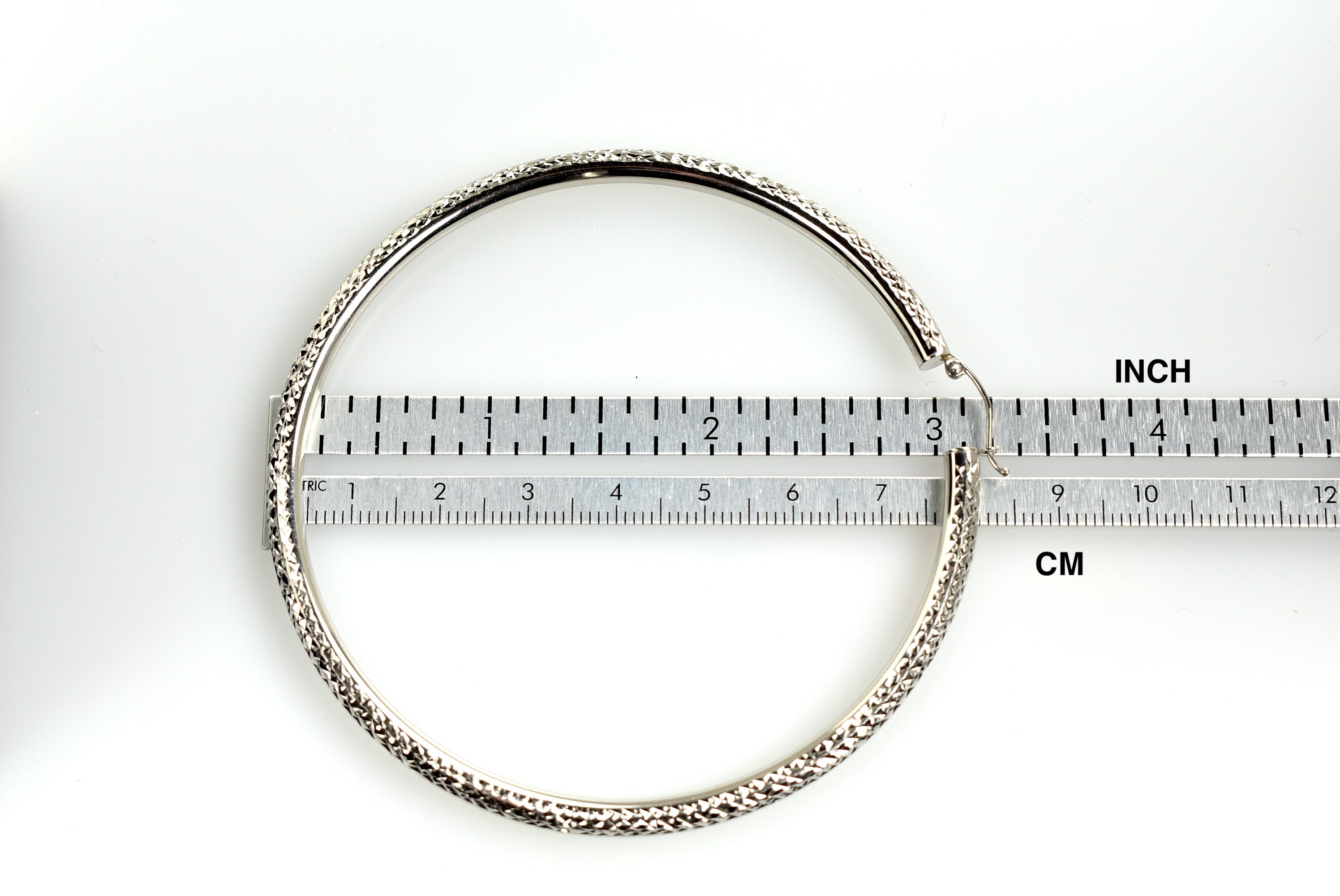 14K White Gold Diamond Cut Classic Round Hoop Earrings Extra Large Diameter 80mm x 4mm