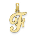 Load image into Gallery viewer, 10K Yellow Gold Script Initial Letter F Cursive Alphabet Pendant Charm
