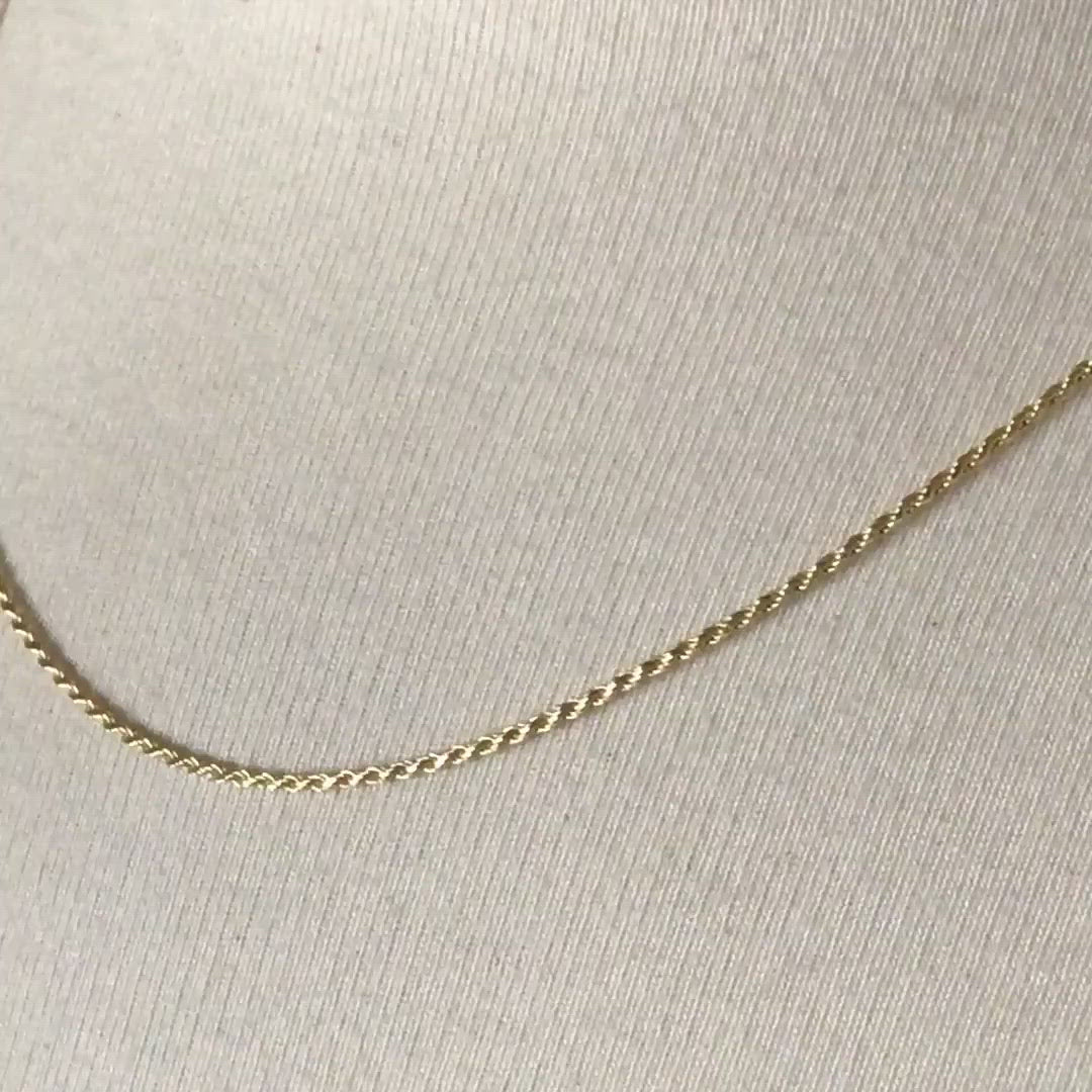 Sterling Silver Gold Plated 1.2mm Rope Necklace Pendant Chain Adjustable