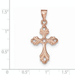 Загрузить изображение в средство просмотра галереи, 14k Rose Gold Fleur De Lis Cross Pendant Charm
