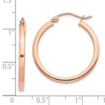 Charger l&#39;image dans la galerie, 14K Rose Gold Square Tube Round Hoop Earrings 25mmx2mm

