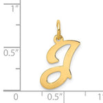 Afbeelding in Gallery-weergave laden, 14K Yellow Gold Initial Letter J Cursive Script Alphabet Pendant Charm

