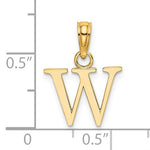 이미지를 갤러리 뷰어에 로드 , 14K Yellow Gold Uppercase Initial Letter W Block Alphabet Pendant Charm
