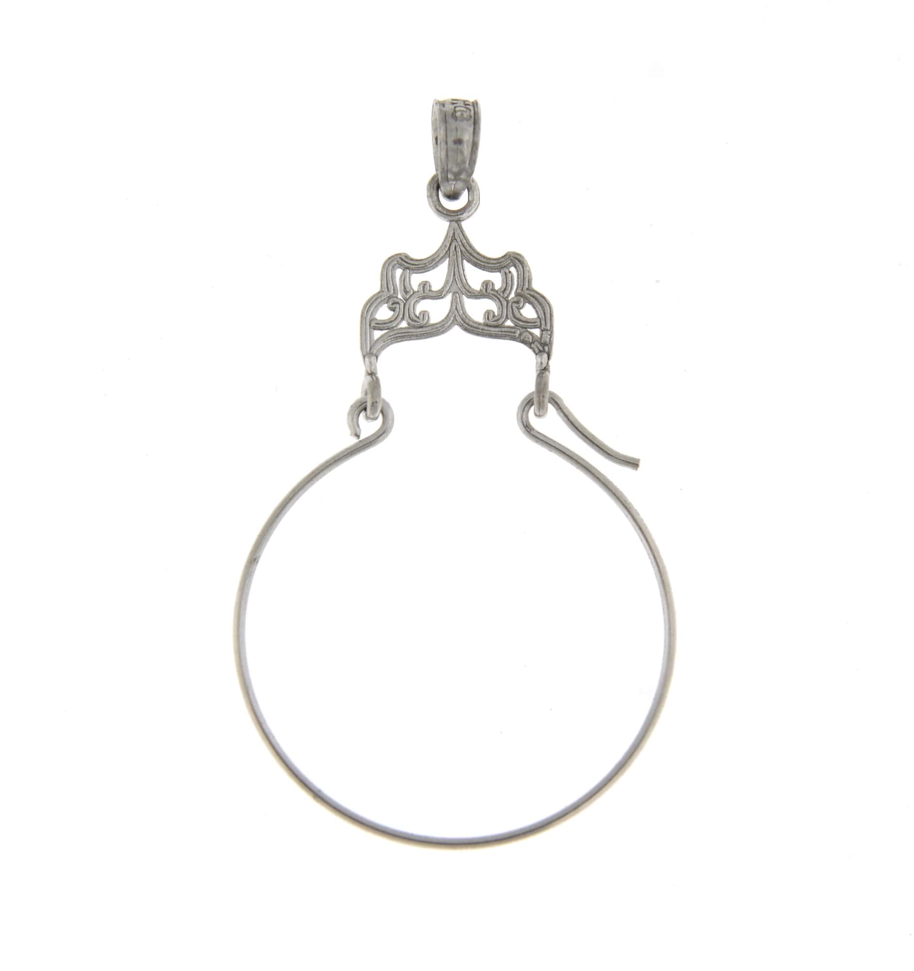 14K White Gold Filigree Charm Holder Pendant