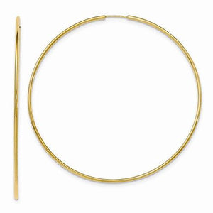 14K Yellow Gold 72mm x 1.5mm Round Endless Hoop Earrings