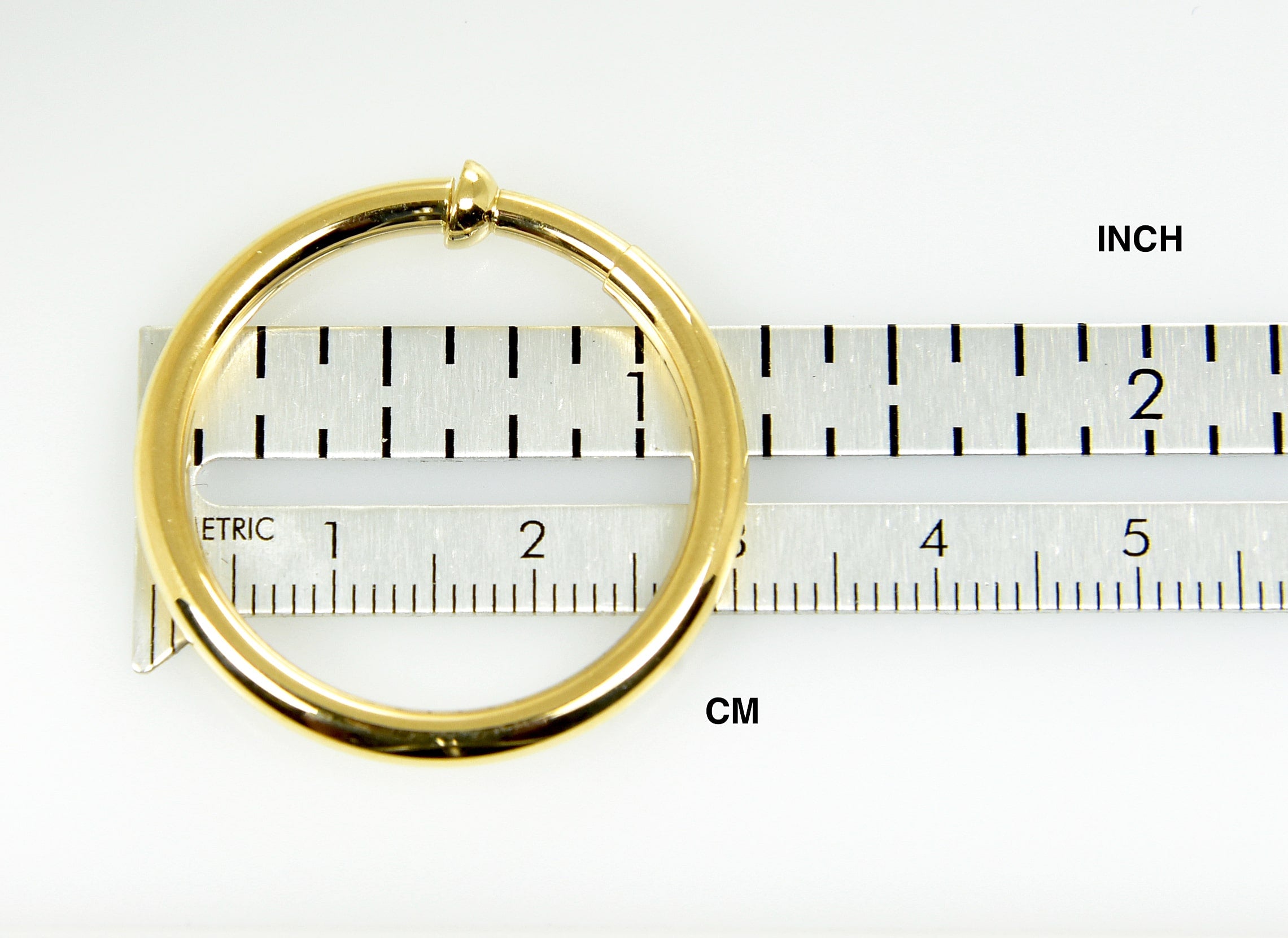 14K Yellow Gold 30mm x 3mm Non Pierced Round Hoop Earrings