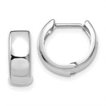 Charger l&#39;image dans la galerie, 14k White Gold Classic Round Polished Hinged Hoop Huggie Earrings
