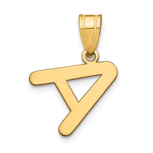 14K Yellow Gold Uppercase Initial Letter A Block Alphabet Pendant Charm