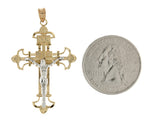 Załaduj obraz do przeglądarki galerii, 14k Gold Two Tone Crucifix Cross Large Pendant Charm
